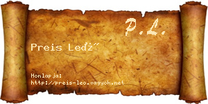 Preis Leó névjegykártya